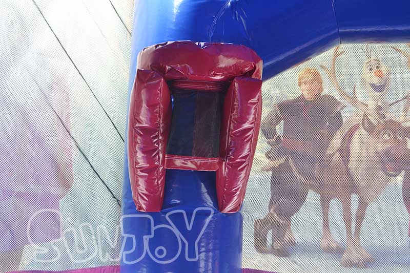 frozen jumping castle red basketball hoop