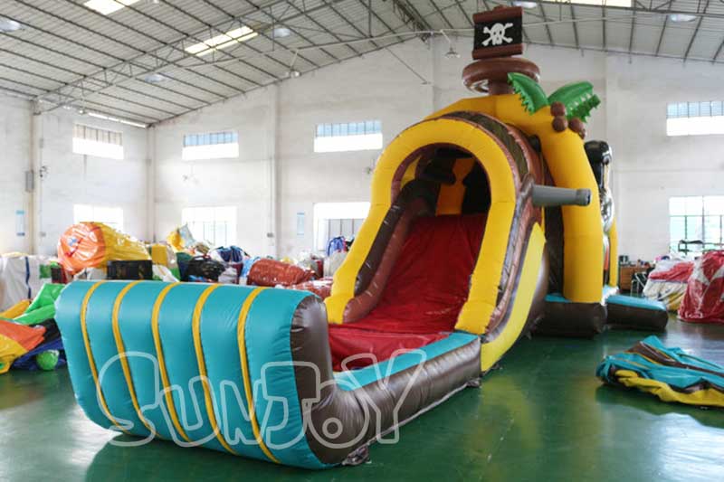 inflatable pirate ship water slide combo for sale