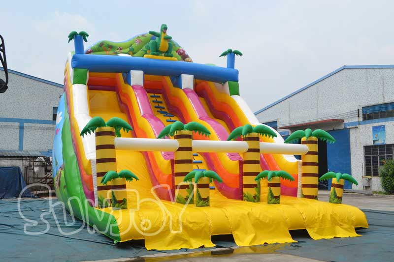 double lane tropical inflatable slide for sale