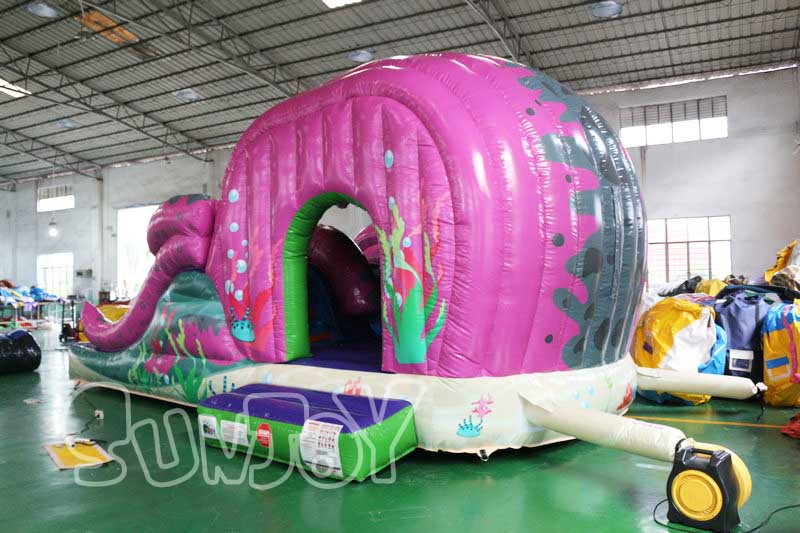 the octopus bouncy house slide back side