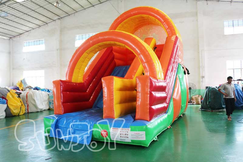 rainbow inflatable dry slide commercial use