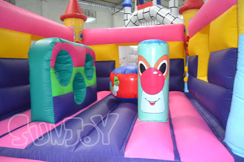 smile face inflatable pillar obstacle