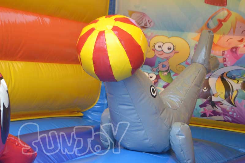 ocean theme bounce house sea lion obstacle