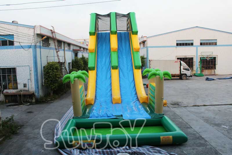 tall inflatable water slide double lanes
