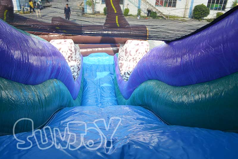 blue inflatable slide lane