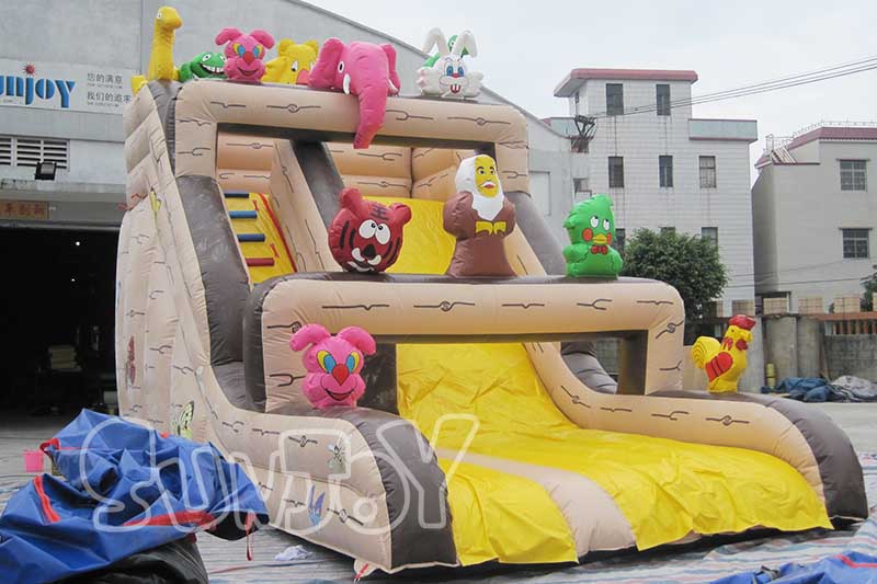 cartoon animals inflatable slide for kids