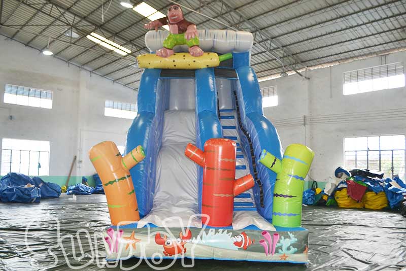 surfing theme inflatable dry slide for kids