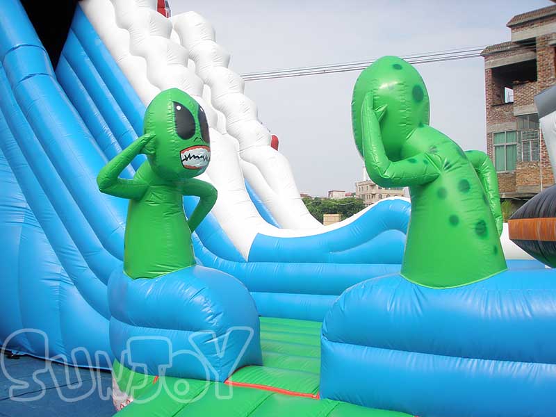 Alien UFO inflatable slide entrance