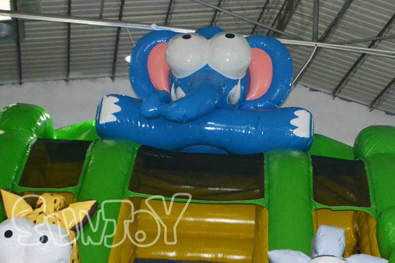 blue inflatable elephant on the top