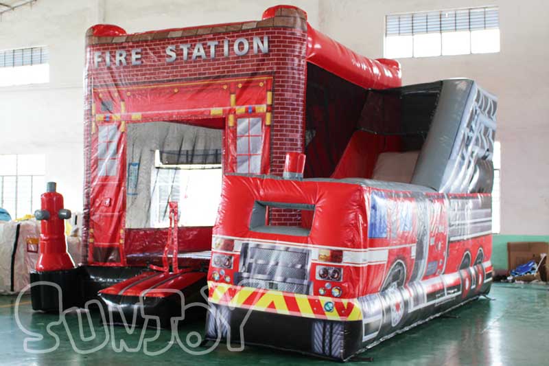17'W x 22'L fire station bounce house combo