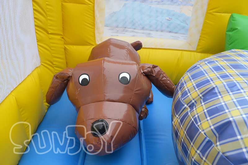 inflatable dog in the corner