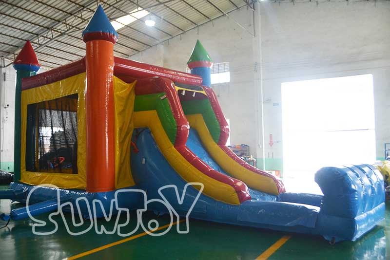 rainbow bouncy castle water slide combo