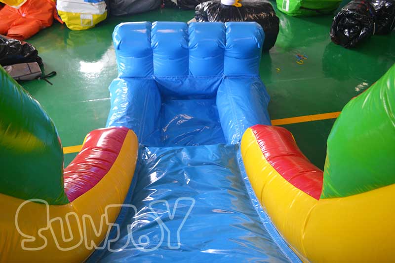 water slide and splash pool
