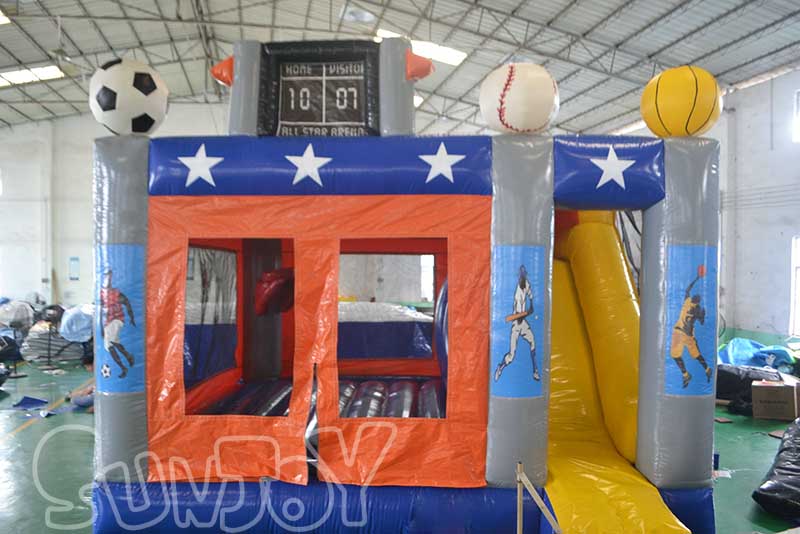 sports theme bounce house combo