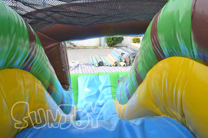 inflatable slide lane with safety netting