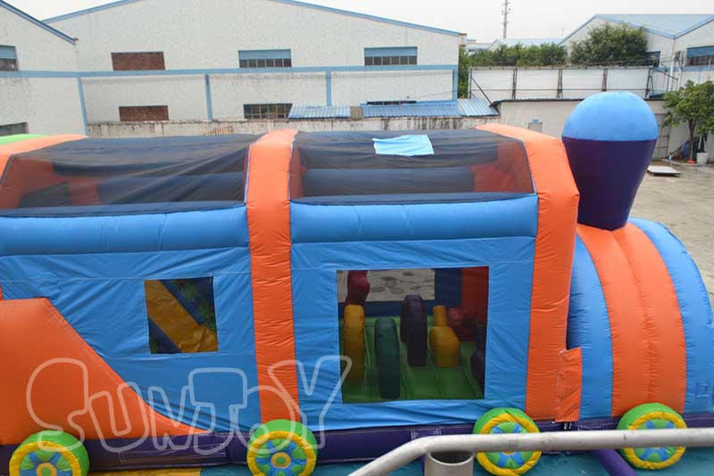 blue piece inflatable train