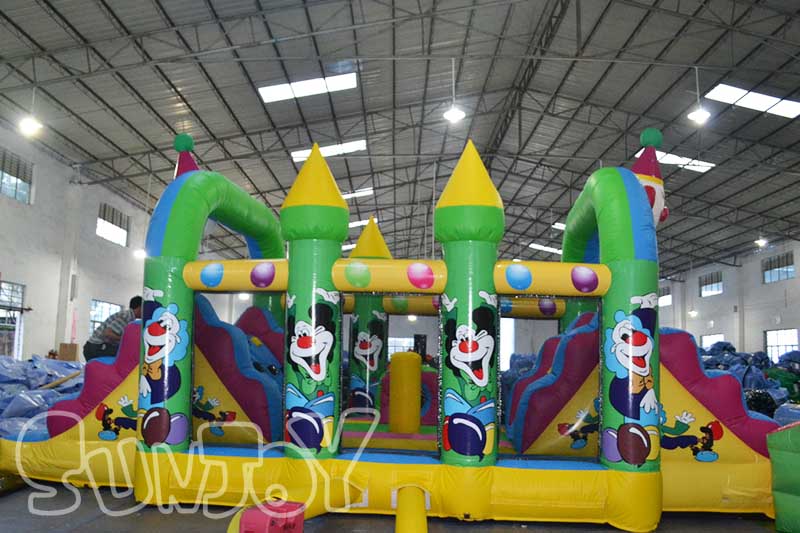 clown inflatable obstacle jumper for kids