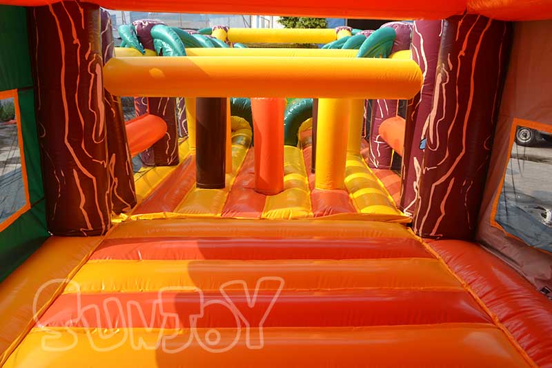 bounce house to the first part obstacles