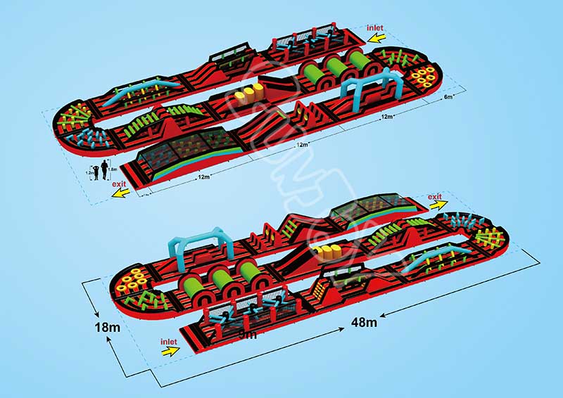 large inflatable obstacle course design drawing