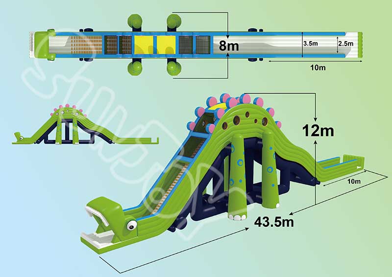 green dinosaur inflatable slide design drawing