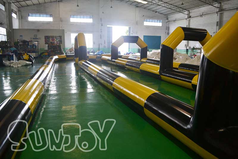 yellow black inflatable race track details 1