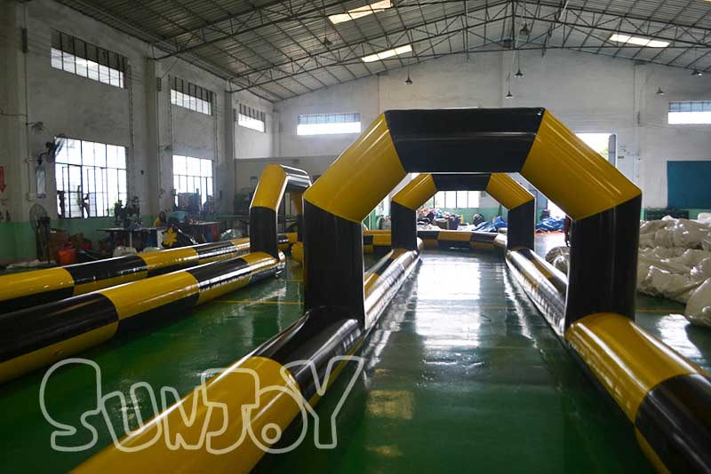 yellow black inflatable race track details 2