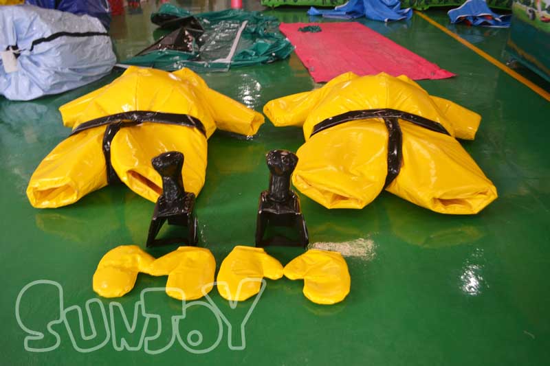 yellow inflatable sumo suits