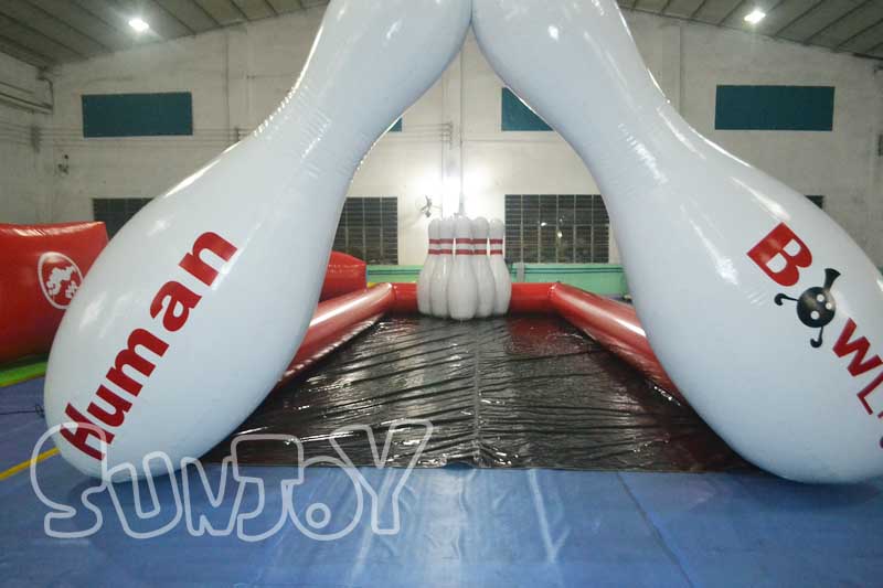 inflatable human bowling lane