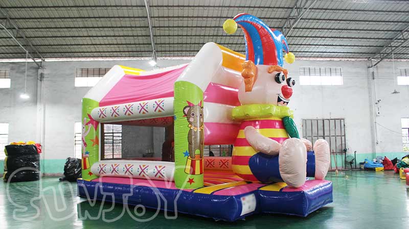 colorful clown bounce house