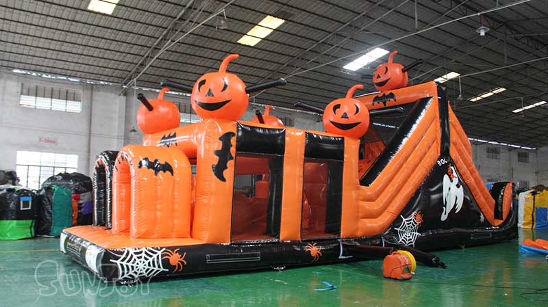 pumpkin inflatable obstacle course