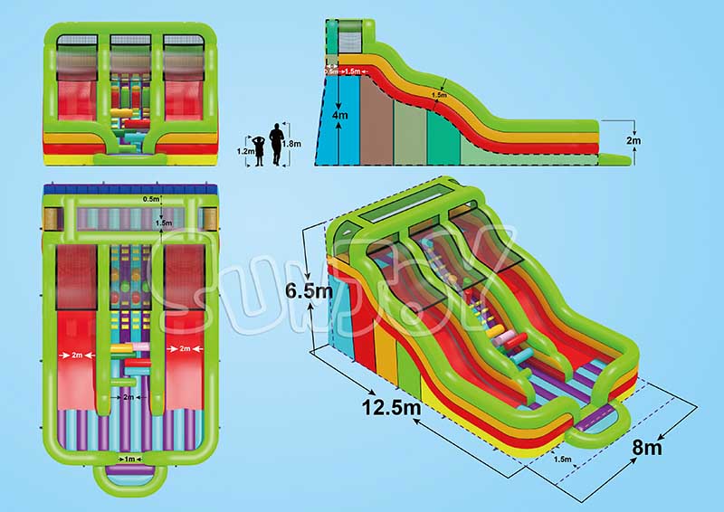colorful inflatable obstacle slide design drawing