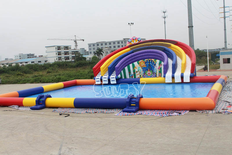 triple lane rainbow inflatable water slide triple lane rainbow inflatable water slide