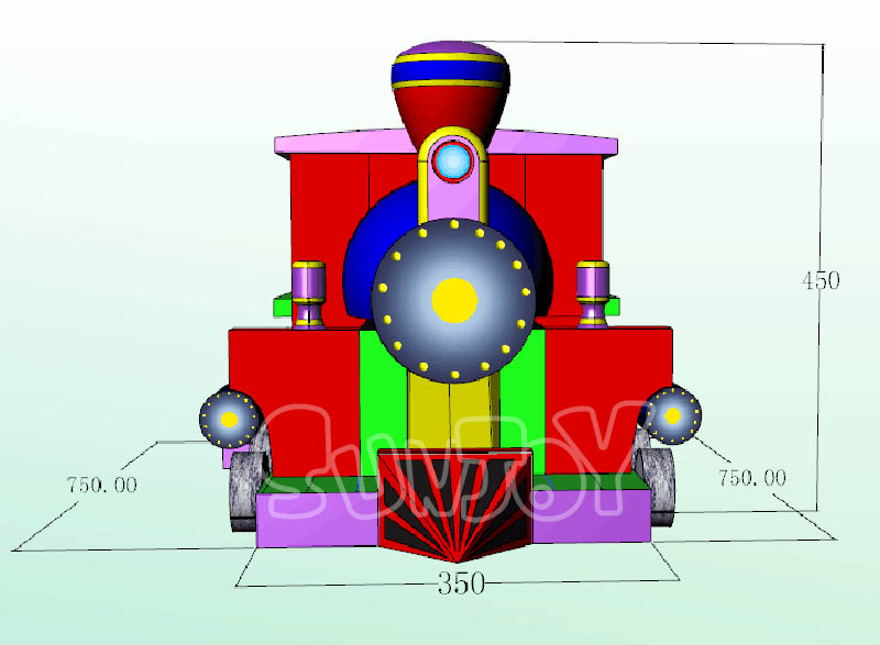 train bounce house front side