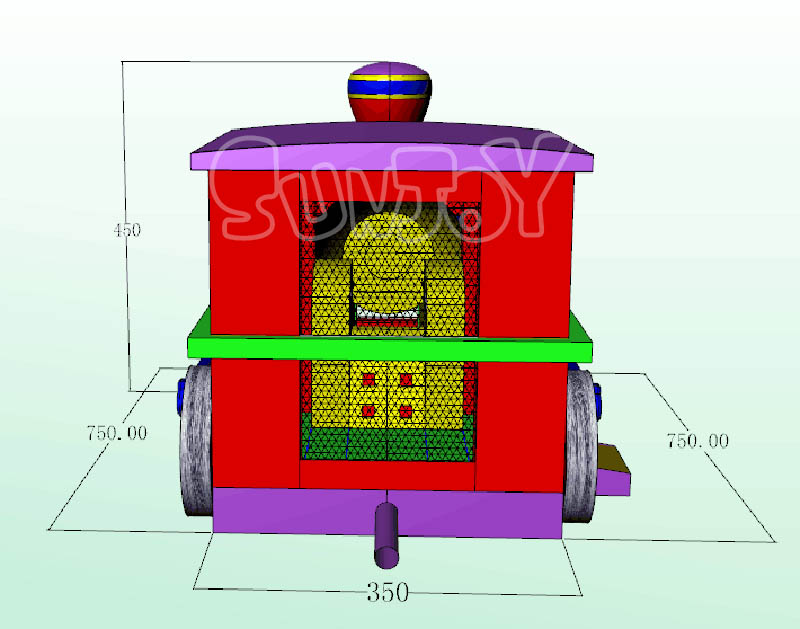 train bounce house back side