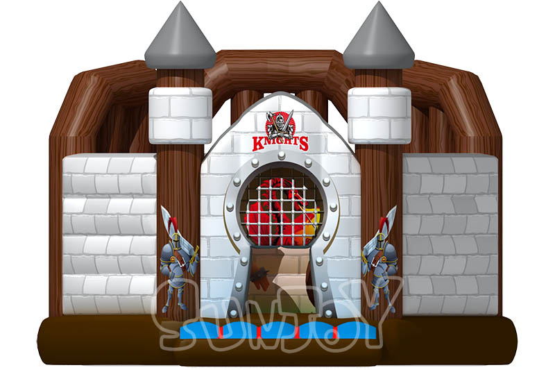 knights jumping castle front view