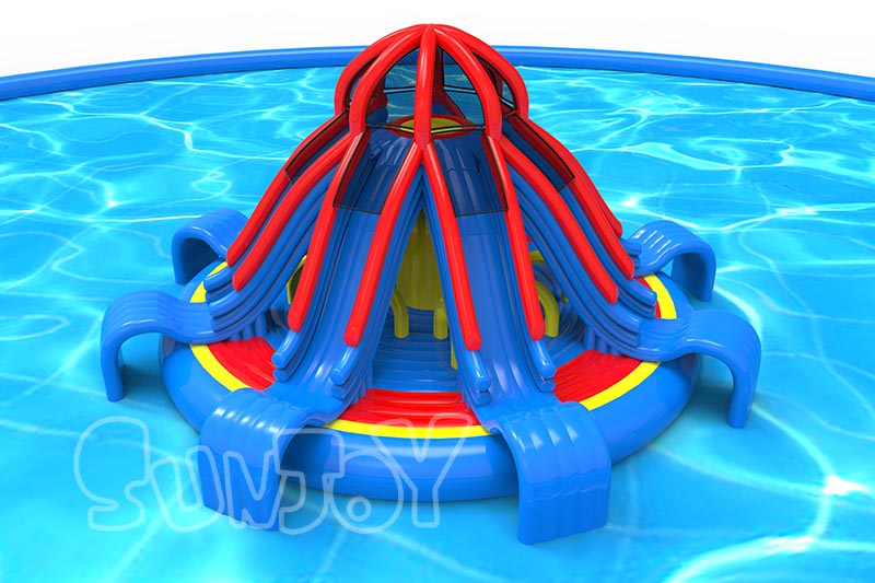 floating water slide on inflatable pool