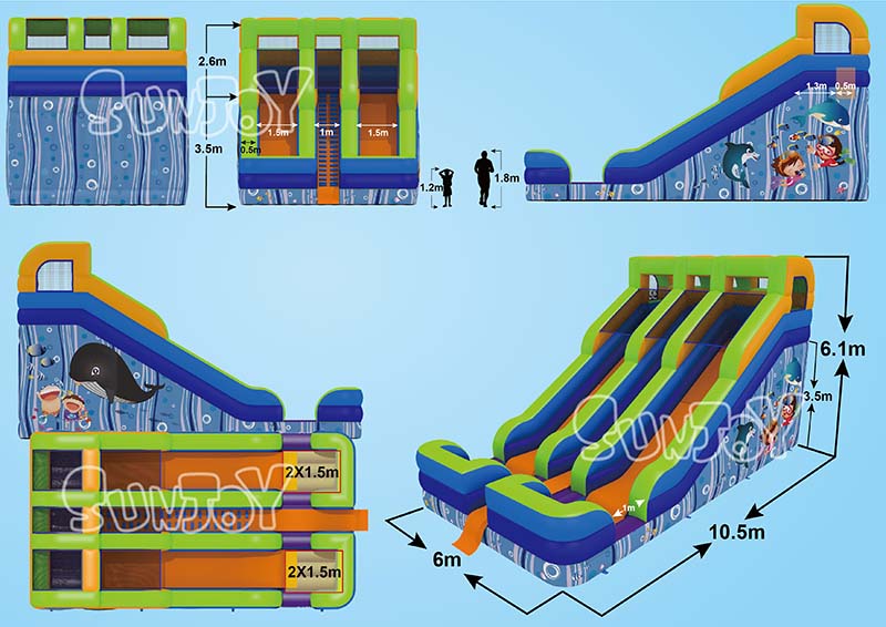 20' wet/dry slide configuration size