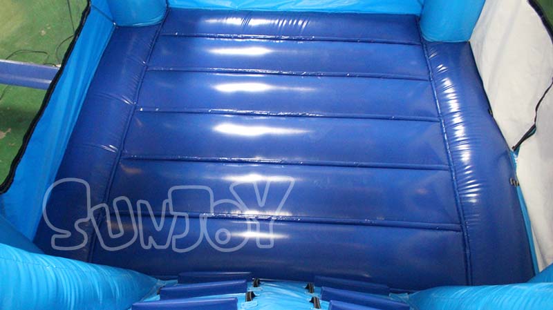 white bear bounce house with water slide jumping area