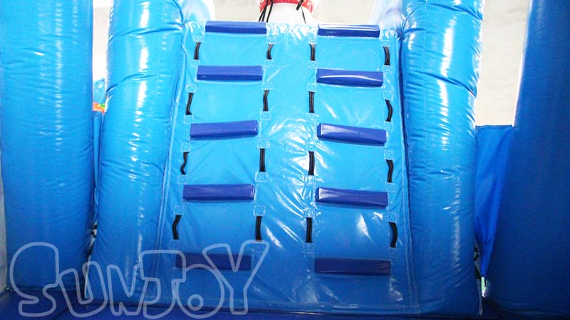 white bear bounce house with water slide climbing