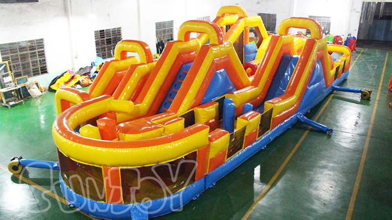 S-shaped inflatable obstacle course turning side