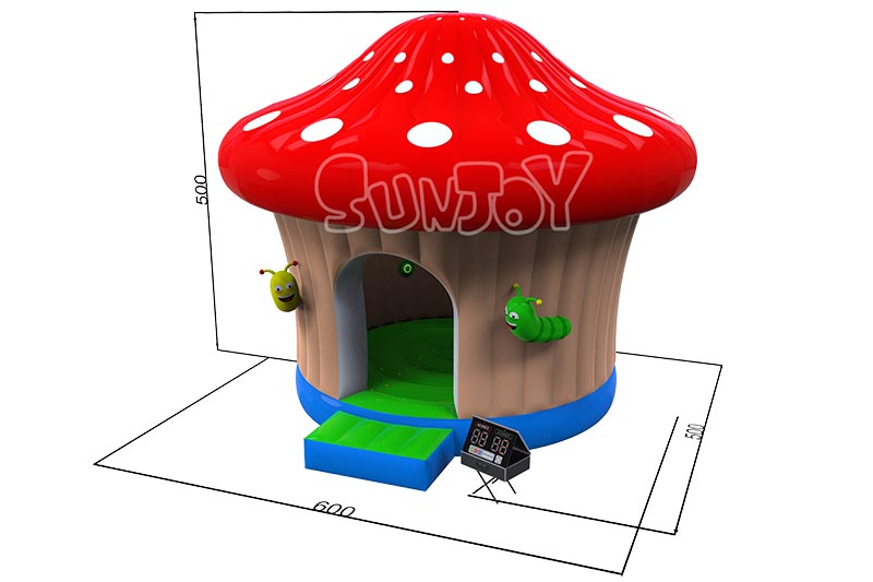 mushroom interactive bounce house dimensions