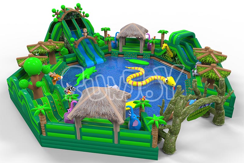 Amazon jungle inflatable land water park