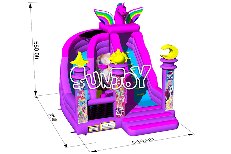 unicorn inflatable slide dimension