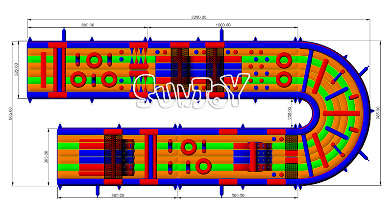 U-shaped inflatable obstacles size