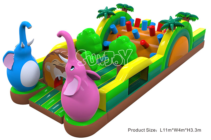 jungle animals inflatable obstacle course part 1