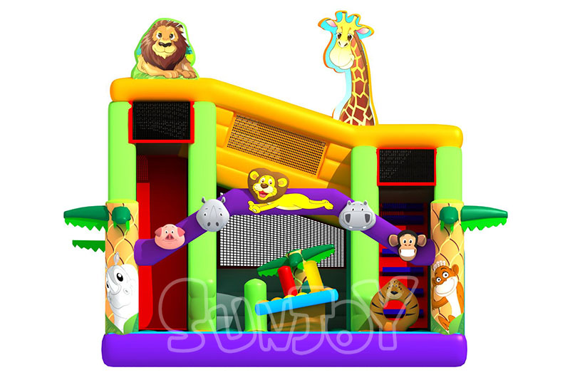 jungle animals inflatable playground front side