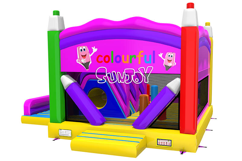 colorful bounce house combo front side