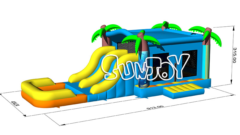 straight slide bounce house combo size