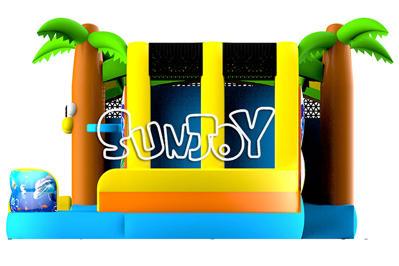 curve water slide bouncy house right side