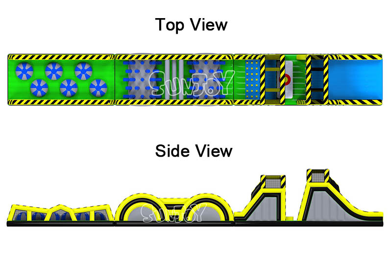 machinery obstacle course top view and side view